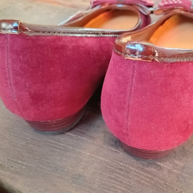 パンプス 赤紫 M リボン ぺったんこ レディースの靴/シューズ(ハイヒール/パンプス)の商品写真