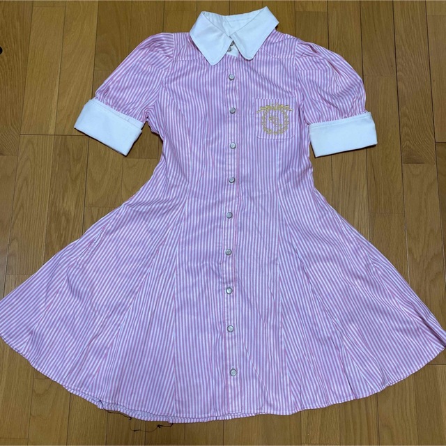 Honey Bunch(ハニーバンチ)のハニーバンチ♡レア　シャツワンピース　ストライプ　ピンク　制服風 レディースのワンピース(ひざ丈ワンピース)の商品写真