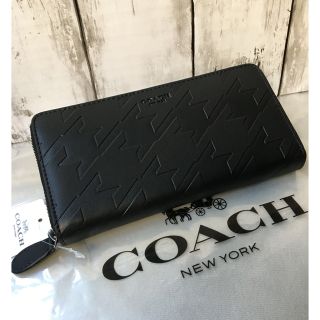 COACH - 新品未使用 COACH コーチメンズ 長財布 千鳥柄 黒 エンボス ...