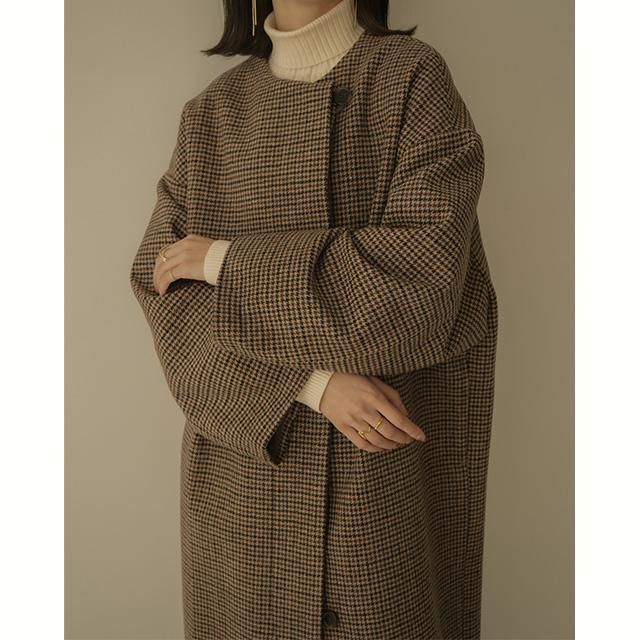 即日発送 新品 Eaphi no collar wool check coat