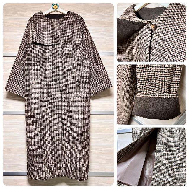 no collar wool check coat