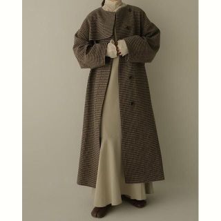 no collar wool check coat / Eaphi