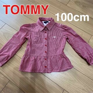 トミーヒルフィガー(TOMMY HILFIGER)の【美品】トミーヒルフィガー　TOMMY ストライプシャツ　100 赤　レッド(ブラウス)