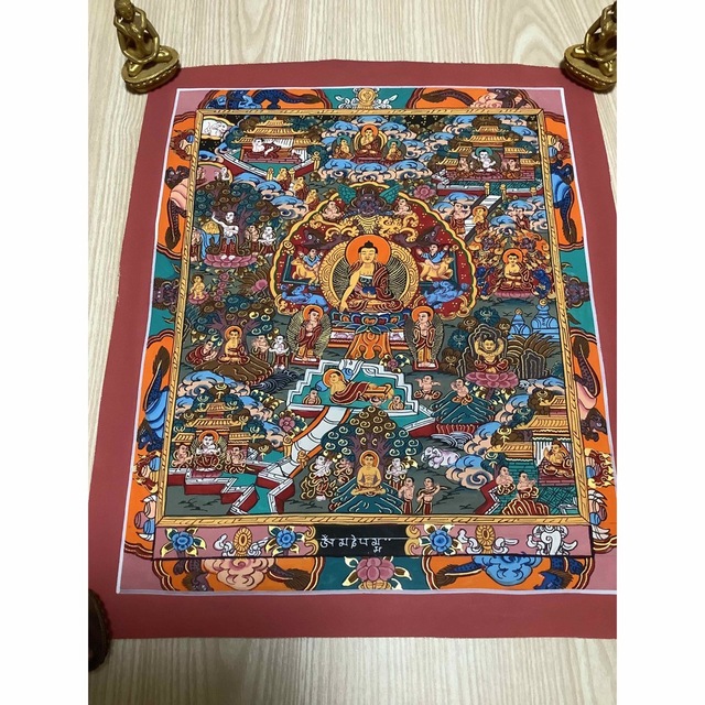《 チベット密教　新品　1点物 》 釈迦の一生　手描き　曼荼羅　仏教　密教　38