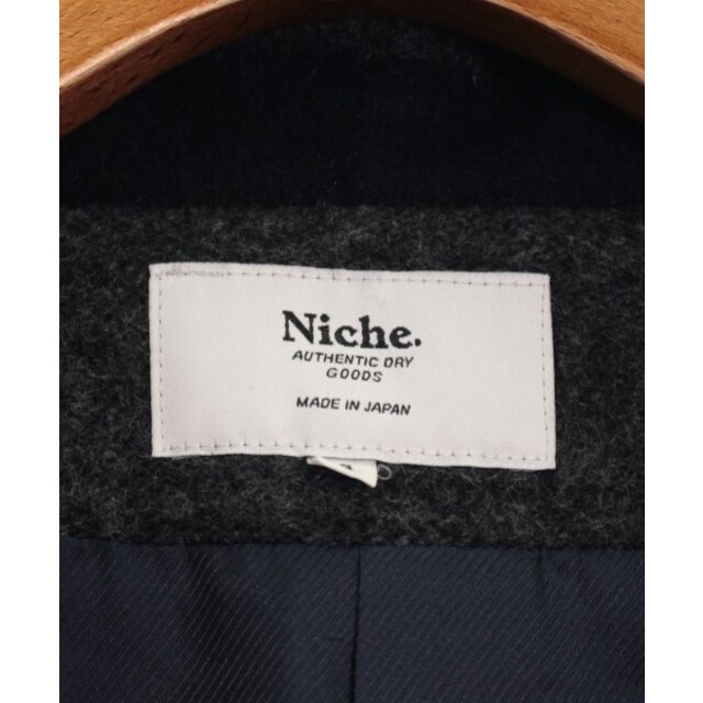 Niche.(ニッチ)のNiche ニッチ ダッフルコート S グレーx紺(ボーダー) 【古着】【中古】 メンズのジャケット/アウター(ダッフルコート)の商品写真