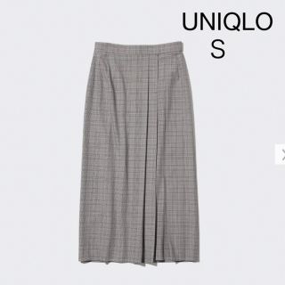 ユニクロ(UNIQLO)のUNIQLO サイドプリーツナロースカートチェック  S(ロングスカート)