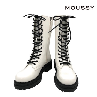 マウジー(moussy)の【新品】MOUSSY マウジー レースアップ ミドルブーツ 白 22.5cm(ブーツ)