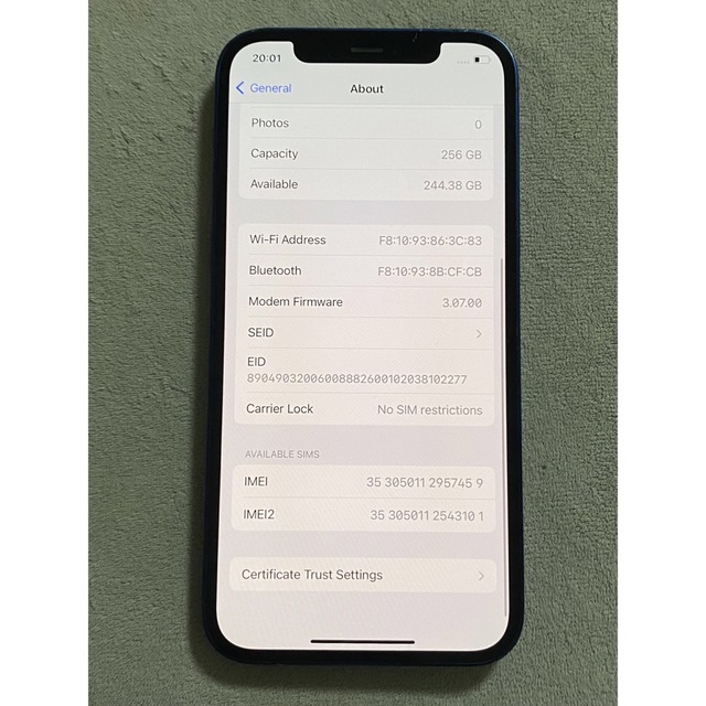 iPhone 12 ブルー 256 GB SIMフリー