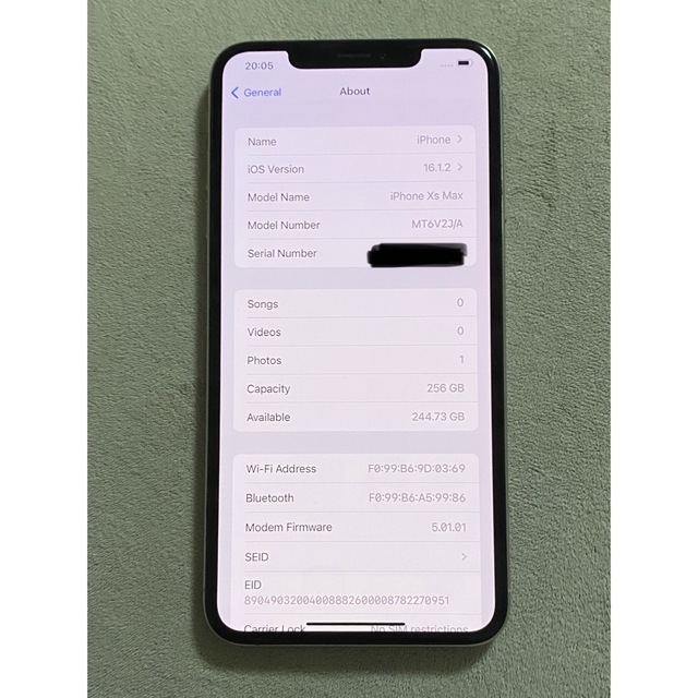 iPhone Xs Max Silver 256 GB SIMフリー