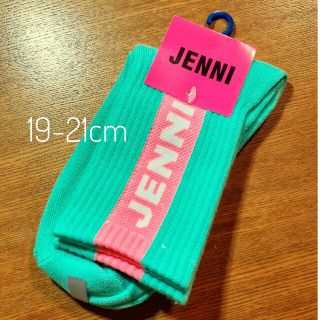 ジェニィ(JENNI)の未使用 JENNI ソックス 靴下 19-21cm ロゴ入り薄黄緑色(靴下/タイツ)