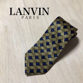 ランバン(LANVIN)の【美品】LANVIN ❗️ランバン ネクタイ　幾何学模様　ゴールド×紺色(ネクタイ)