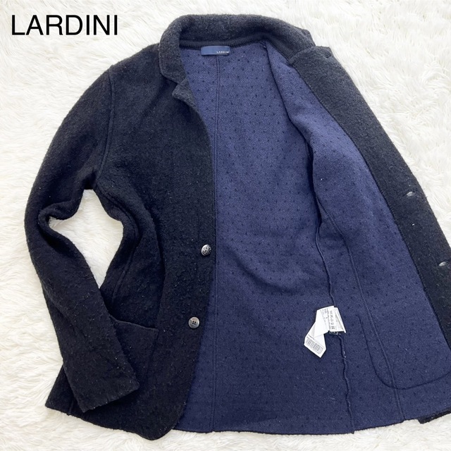 LARDINI(ラルディーニ)の【美品】LARDINI ラルディーニ ニットジャケット テーラードジャケット 黒 メンズのジャケット/アウター(テーラードジャケット)の商品写真