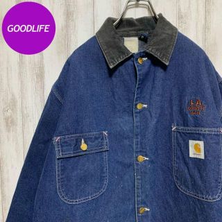 カーハート(carhartt)の【80s希少】 カーハート ビンテージ 企業ロゴ刺繍 デニム カバオール(Gジャン/デニムジャケット)