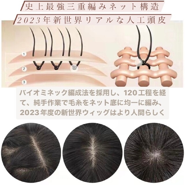 新世界ヘアピース★全人毛2023年新リアル地肌高級人工頭皮9*14cm総手植え