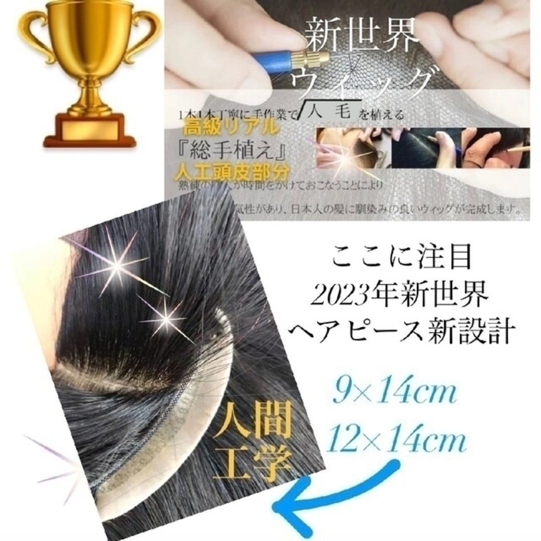 新世界ヘアピース★全人毛2023年新世界リアル地肌高級人工頭皮12*14cm総手