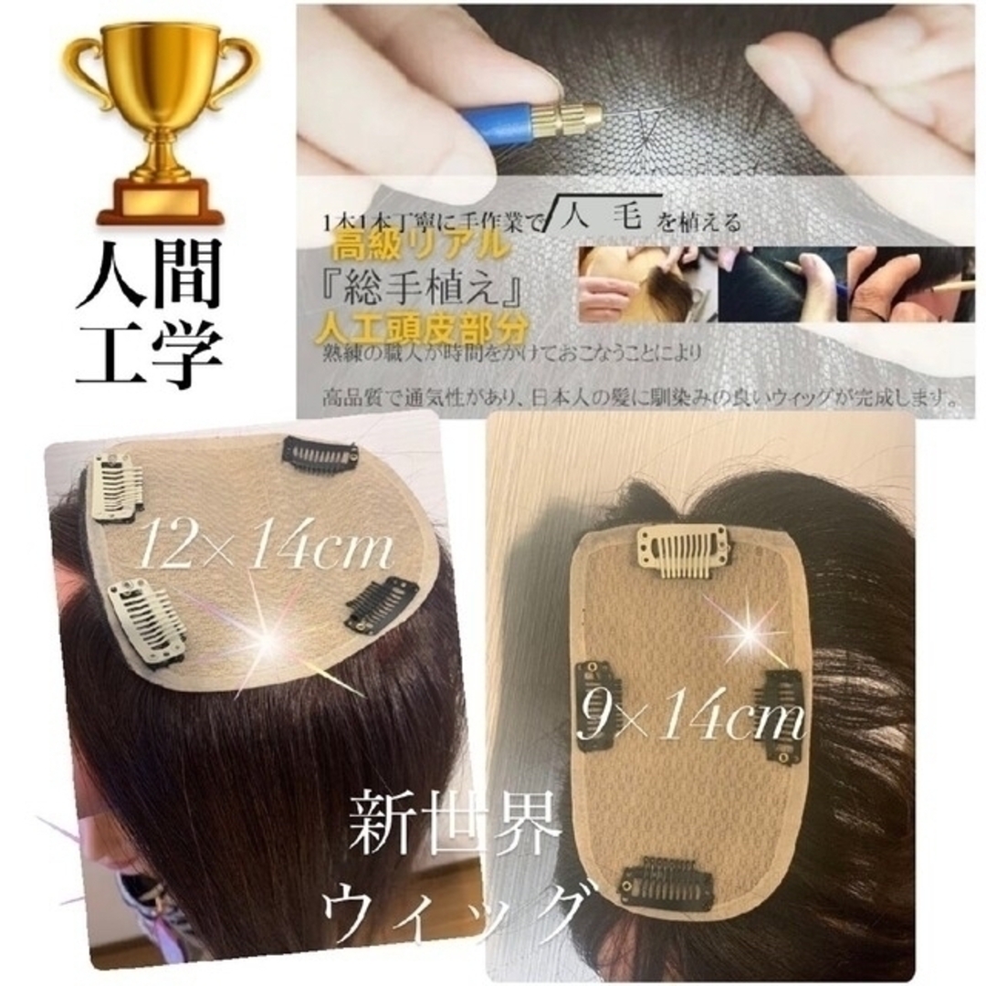新世界ヘアピース☆全人毛2023年新リアル地肌高級人工頭皮9*14cm総