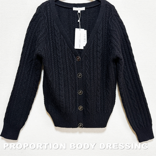 プロポーションボディドレッシング(PROPORTION BODY DRESSING)の【BODY DRESSING】アンゴラ混 ケーブル編 カーディガン タグ付未使用(カーディガン)