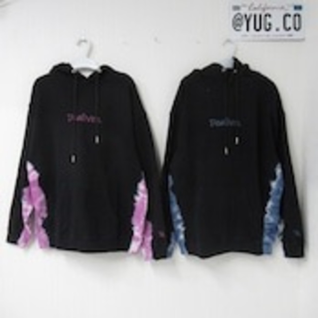 パープルPK【Dealivez】タイダイ ムラ染 Front&袖刺繍 パーカー 5