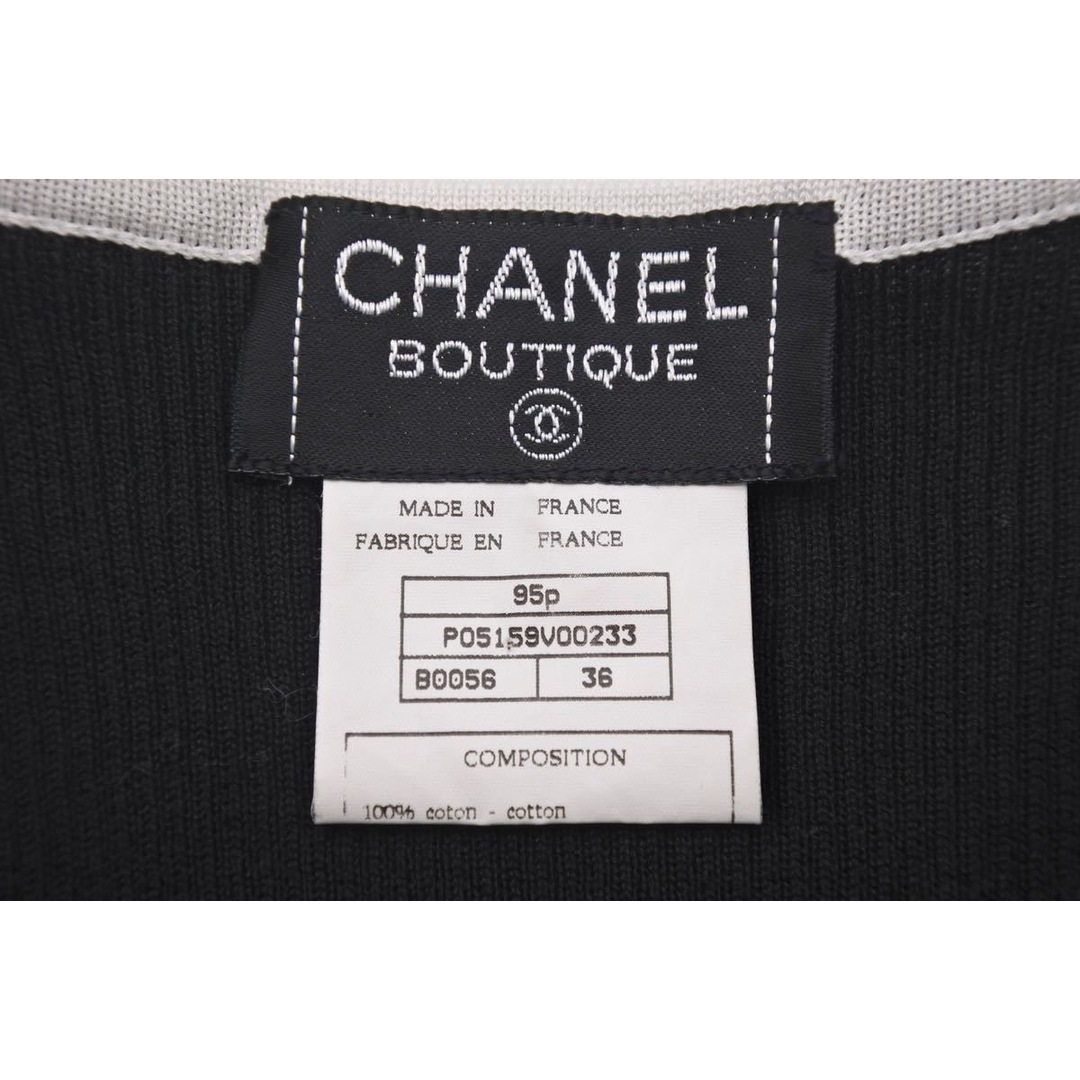 正規店購入 美品 シャネル CHANEL ロゴ ノースリ カットソー 黒色 36