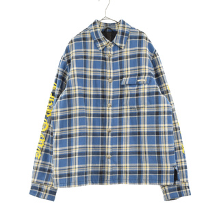 クロムハーツ(Chrome Hearts)のCHROME HEARTS クロムハーツ WORK'N CHECK L/S SHIRTS JACKET 袖ロゴ チェック柄 中綿 長袖ワークシャツジャケット ブルー(フライトジャケット)