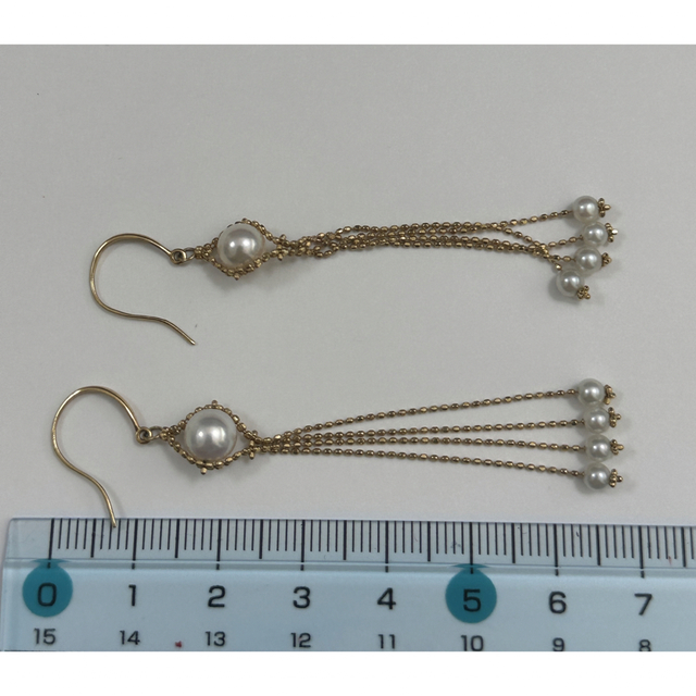 K18あこやパール フックピアス ロング 日本製 3