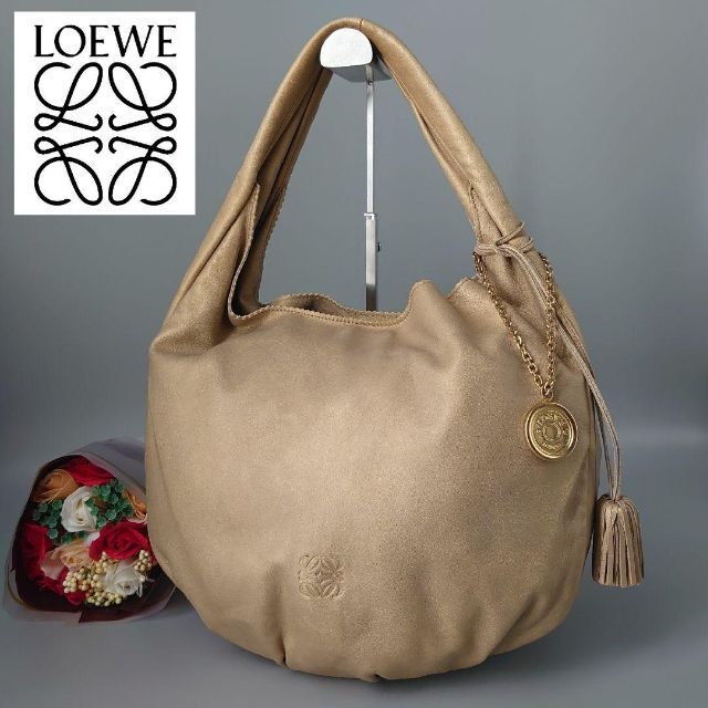 LOEWE - ロエベ ホーボー バッグ ゴールド ナッパレザー アナグラム ...