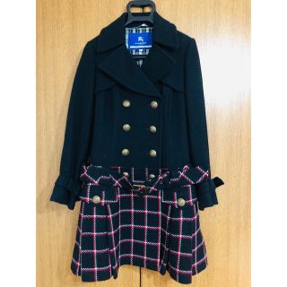 バーバリーブルーレーベル(BURBERRY BLUE LABEL)のバーバリーブルーレーベル  ベルト切り替えチェックプリーツコート(ロングコート)