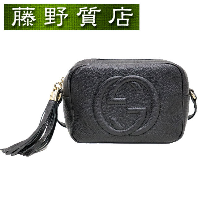 Gucci(グッチ)の （美品）グッチ GUCCI ソーホー スモール ディスコ バッグ 斜め掛け ブラック 黒 レザー ゴールド金具 308364 ショルダー 8096 レディースのバッグ(ショルダーバッグ)の商品写真