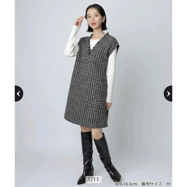 限定色★新品同様★CADUNE ツイードミニジャンスカ M