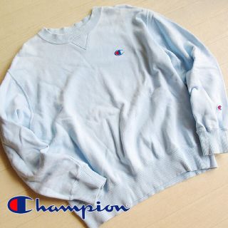 チャンピオン(Champion)の美品 Mサイズ チャンピオン スエット/トレーナー ライトブルー(スウェット)