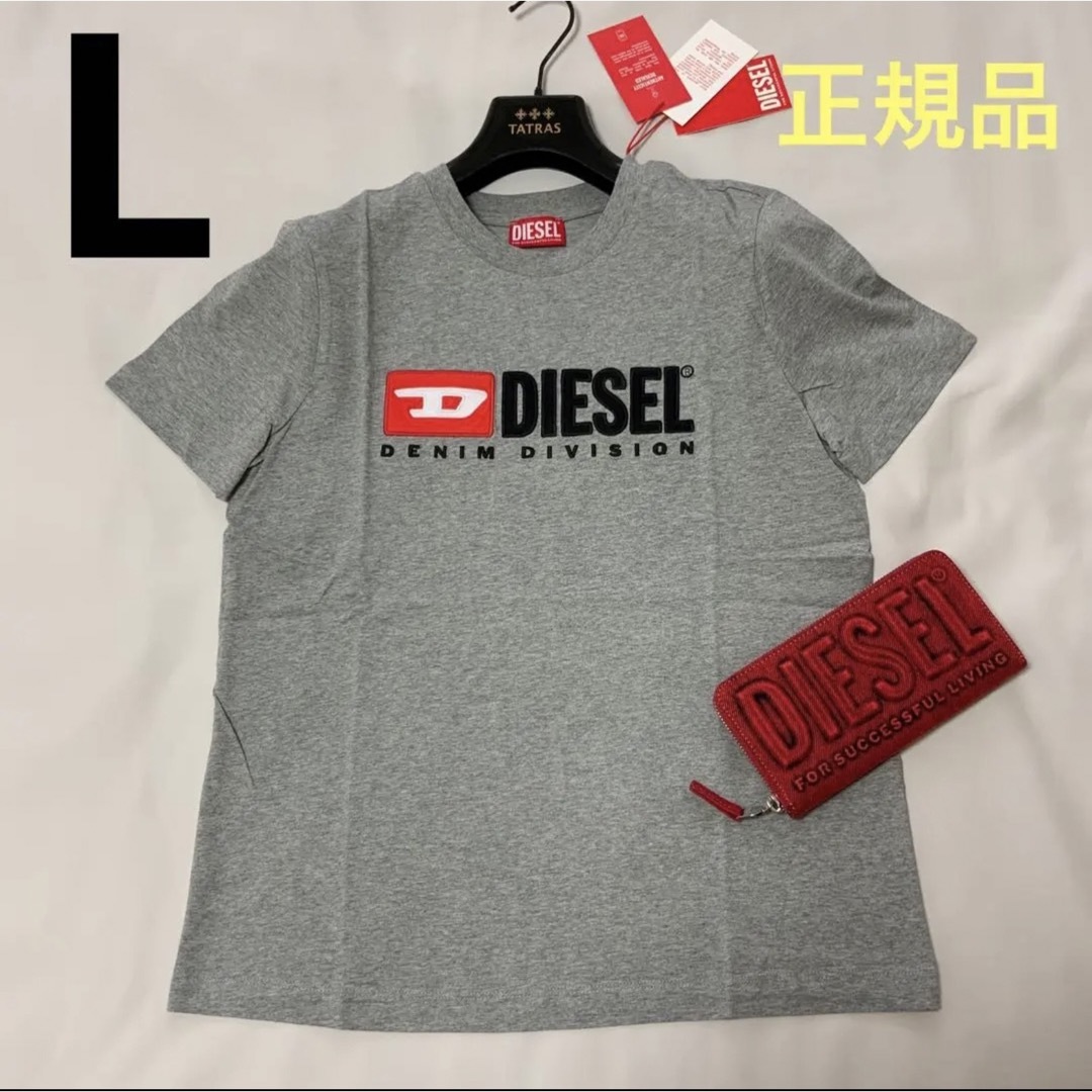 DIESEL(ディーゼル)の洗練されたデザイン　DIESEL　T-REG DIV　Tシャツ　グレー　L レディースのトップス(Tシャツ(半袖/袖なし))の商品写真