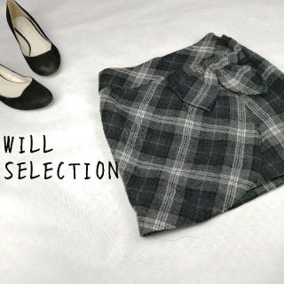 ウィルセレクション(WILLSELECTION)の日本製WILLSELECTIONウィルセレクションチェック柄リボンウールスカート(ミニスカート)