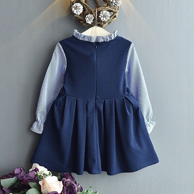 120 紺　青　長袖　ワンピース　フォーマル キッズ/ベビー/マタニティのキッズ服女の子用(90cm~)(ワンピース)の商品写真