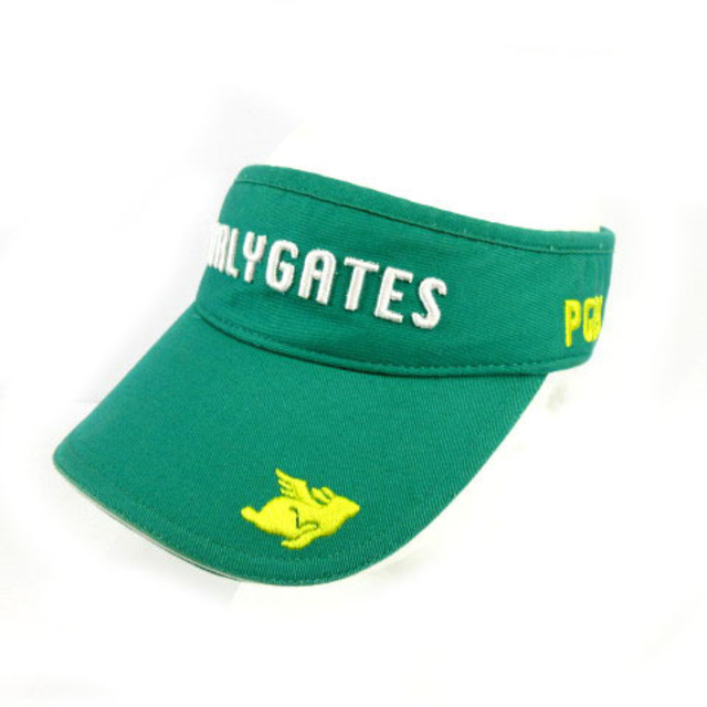 PEARLY GATES サンバイザー 帽子 ゴルフ 立体ロゴ刺繍 緑 M