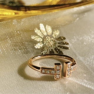 Tiffany & Co. - K18PG ティファニー Tワイヤーリング ダイヤモンド ...