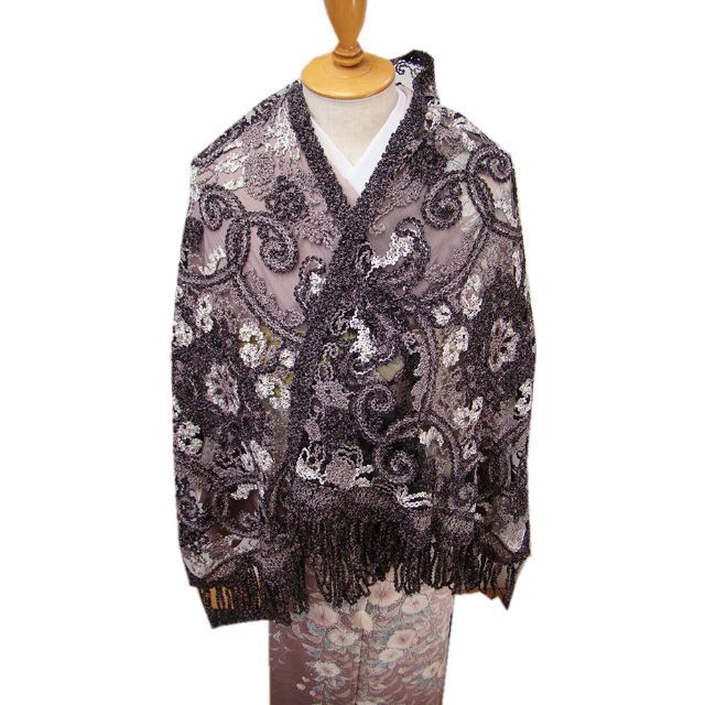 新品☆無月 本場奄美大島泥染絣糸 レースショール | labiela.com