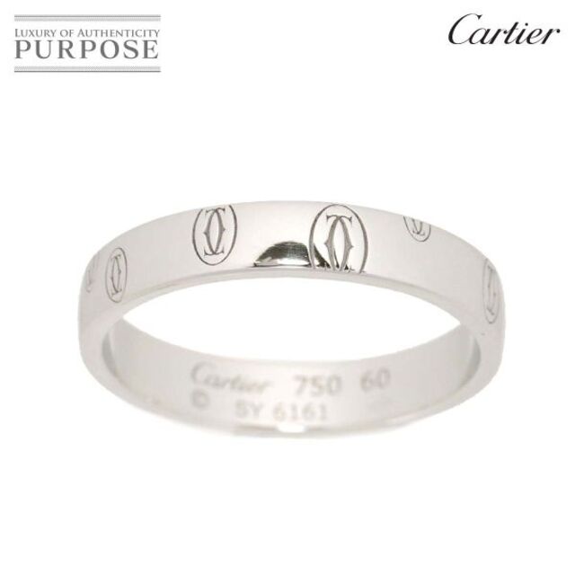 カルティエ Cartier ハッピーバースデー ロゴ #60 リング K18 WG ホワイトゴールド 750 指輪 VLP 90178609