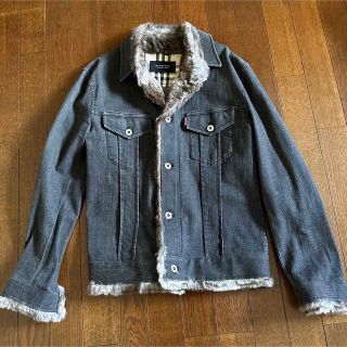 バーバリーブラックレーベル(BURBERRY BLACK LABEL)のバーバリー ブラックレーベル ラビットファー デニムジャケット Gジャン M(Gジャン/デニムジャケット)