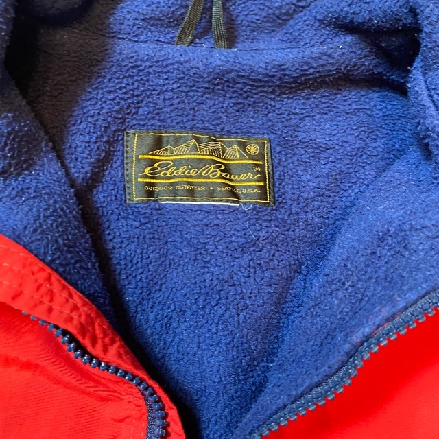 Eddie Bauer(エディーバウアー)の80s エディバウアー ウォームアップジャケット 黒タグ レッド×ネイビー メンズのジャケット/アウター(ブルゾン)の商品写真