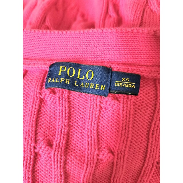 POLO RALPH LAUREN(ポロラルフローレン)の美品 POLO RALPH LAUREN　コットン ニット カーディガン ピンク レディースのトップス(カーディガン)の商品写真