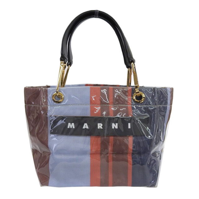 MARNI マルニ ナイロン レザー GLOSSY GRIP トートバッグ ブルー/レッド/マルチカラー gy