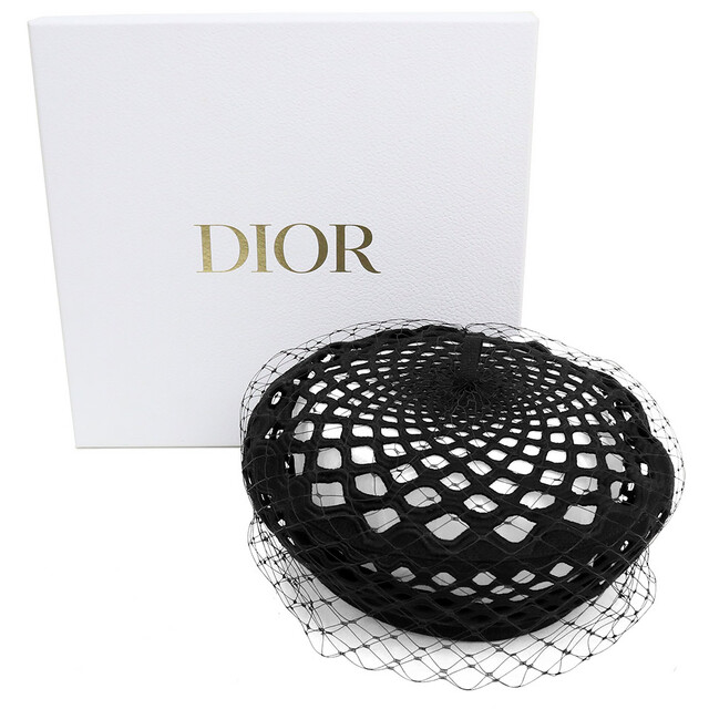 クリスチャンディオール ベレー帽 59 コットン ブラック 黒 12DMH910G157 箱付 Christian Dior（新品・未使用品）