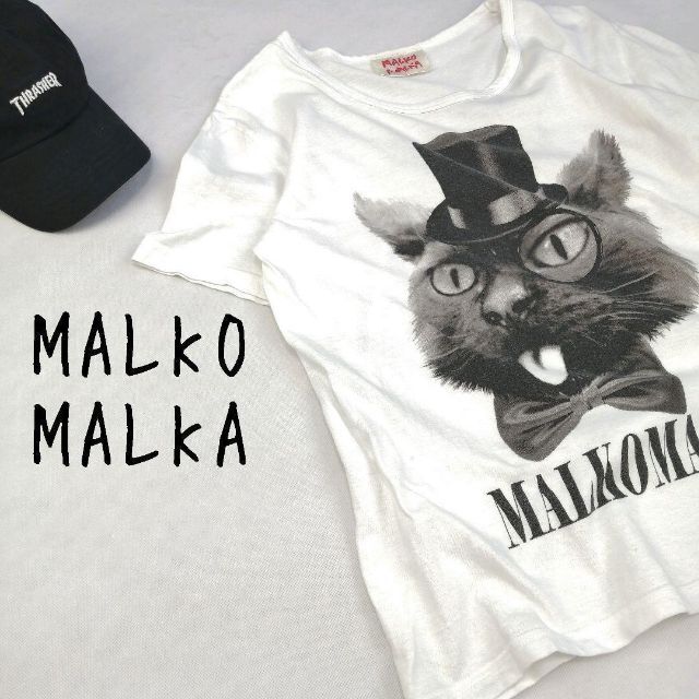 MALKOMALKA(マルコマルカ)の日本製 MALKO MALKA Tシャツ 半袖 猫 アニマル柄 レディースのトップス(Tシャツ(半袖/袖なし))の商品写真