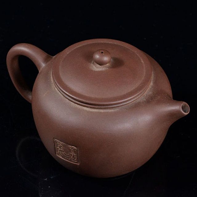 美術品/アンティーク中国　紫砂　朱泥　急須　茶壷　陸羽一九八七年銘　V　R5346