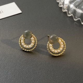 ピアス　レディース　ブルー　サークル　スタード　金属アレルギー対応 ブルー(ピアス)