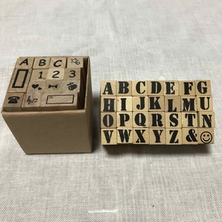 木製　アルファベットスタンプセット(はんこ)
