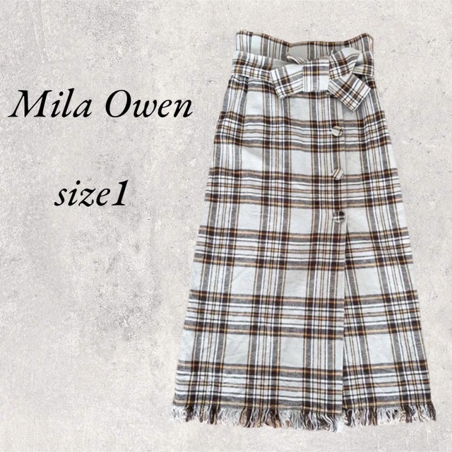 Mila Owen(ミラオーウェン)のMila Owen ブラウンチェックスカート　size 1 レディースのスカート(ロングスカート)の商品写真