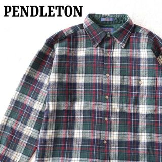 ペンドルトン(PENDLETON)の美品 ペンドルトン マドラスチェックシャツ ウール グリーン M ネルシャツ(シャツ)