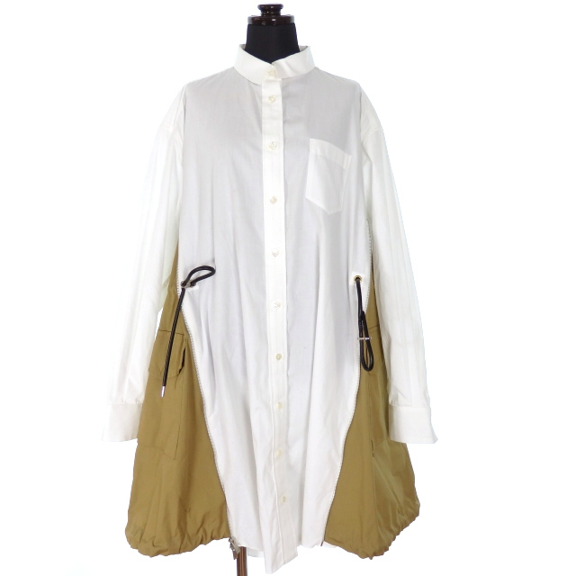 サカイ Contrast Panel Dress 長袖 シャツワンピース 1 紺