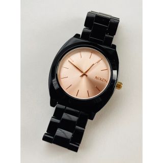 ニクソン(NIXON)の【電池新品の美品】NIXONのTIME TELLER  ブラック×ピンク！(腕時計)